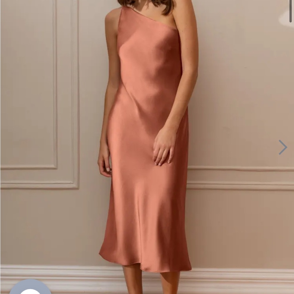 NWT Jenny Yoo Abby asymmetrical midi dress in Canyon Sunset.